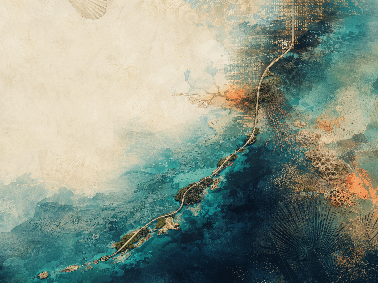 Conceptual cartographic collage evoking Southeast Florida